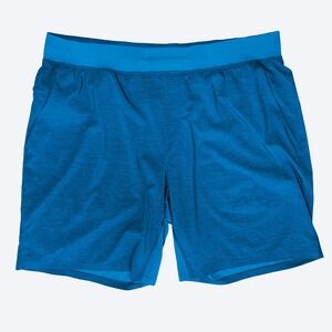 Lululemon THE Short 9" Mens XXL Linerless Heathered Texture Printed Vivid Aqua